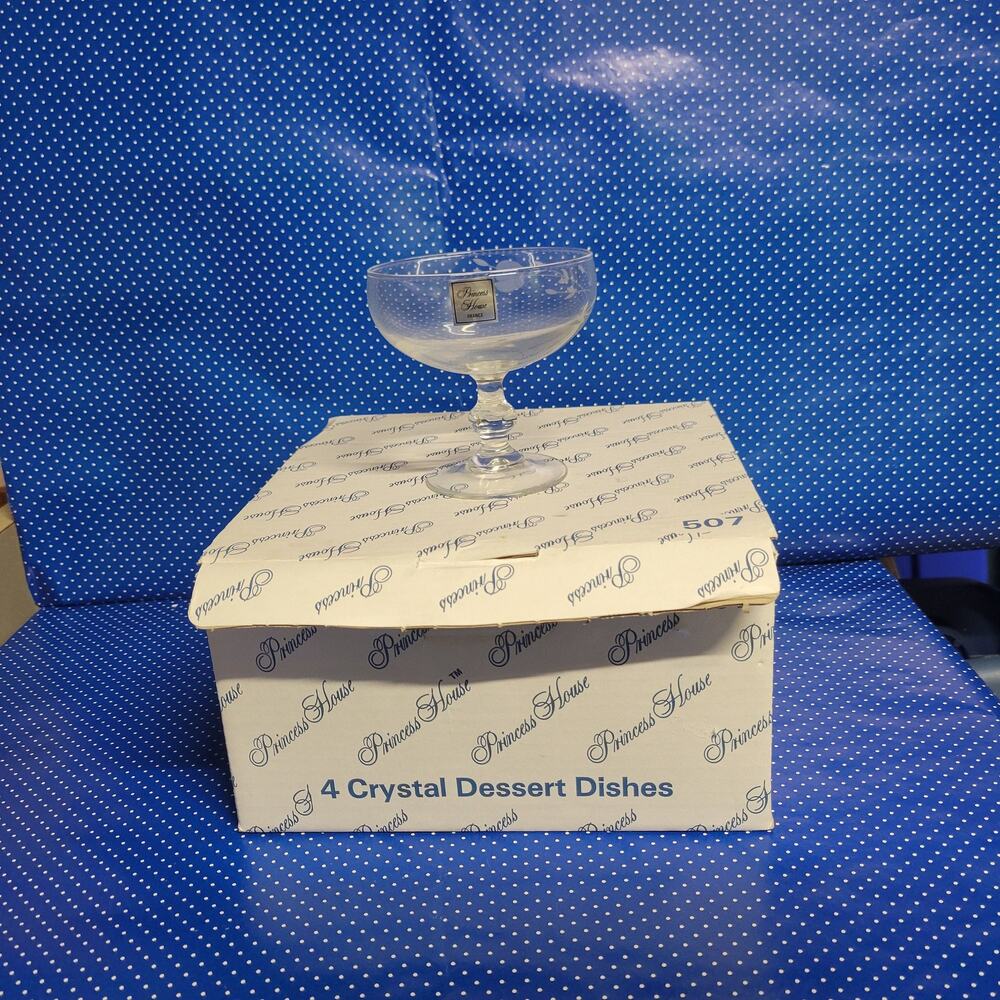 Vintage Princess House Heritage Crystal Dessert Sherbet Glasses Set of 4 507 NIB
